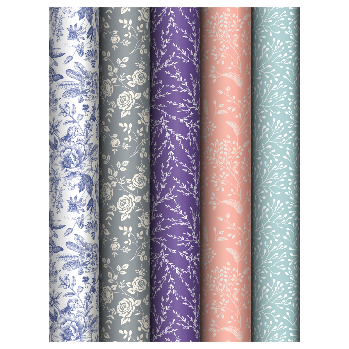 Упаковочная бумага глянц. 70х100 см, MESHU 'Grace pattern', 80 г;м2, ассорти, 5 дизайнов, MS_62820