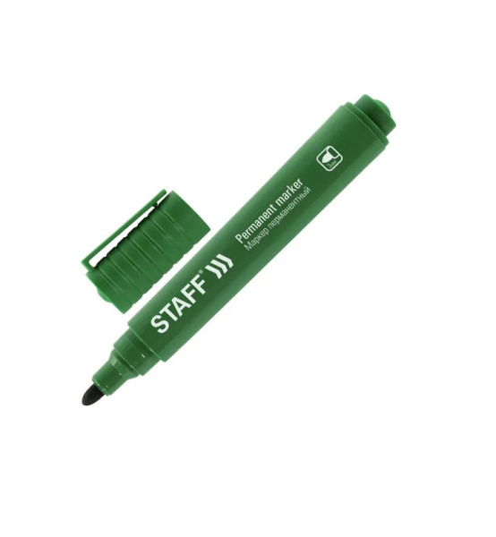 Маркер перманентный STAFF 'Basic Budget PM-125', ЗЕЛЕНЫЙ, круглый, 152177